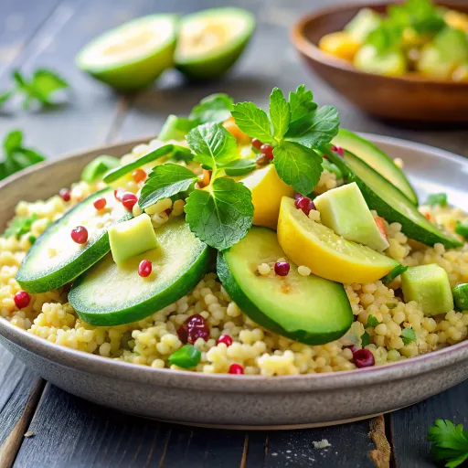 Mediteranska Proso Salata sa Krastavcem i Avokadom